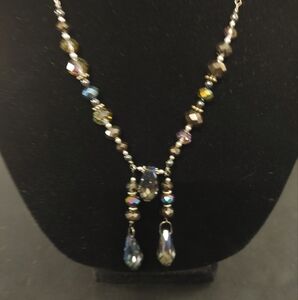 #4 - SOLD - glitterisgoals - Glass Beaded Necklace with Crystal Accents